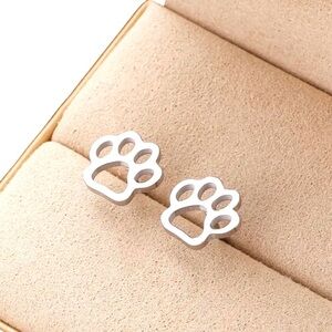 Silver Paw Print Earrings